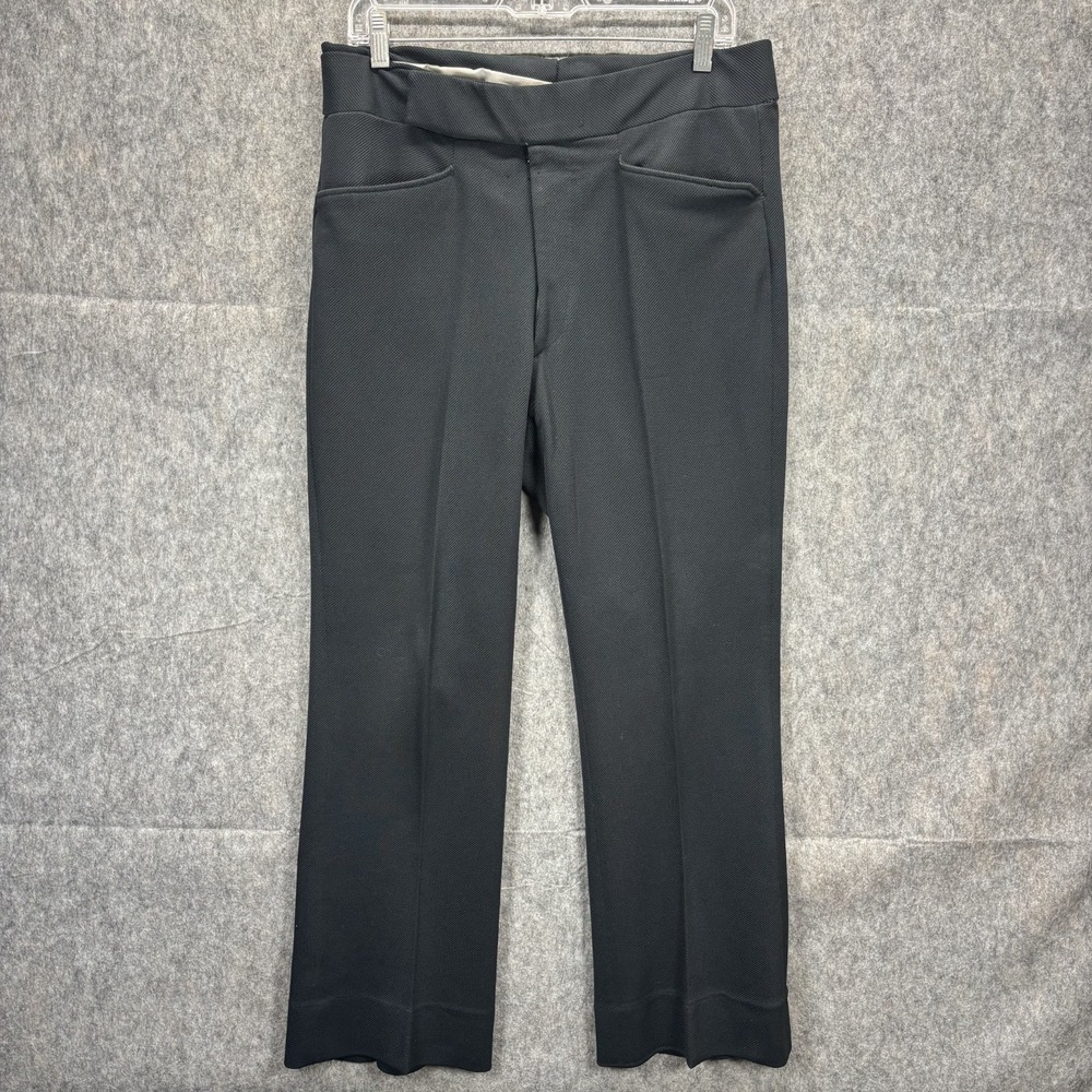True Vintage 1970s Western Pleated Trousers Men's 32x28 Black Boot Cut Flare USA